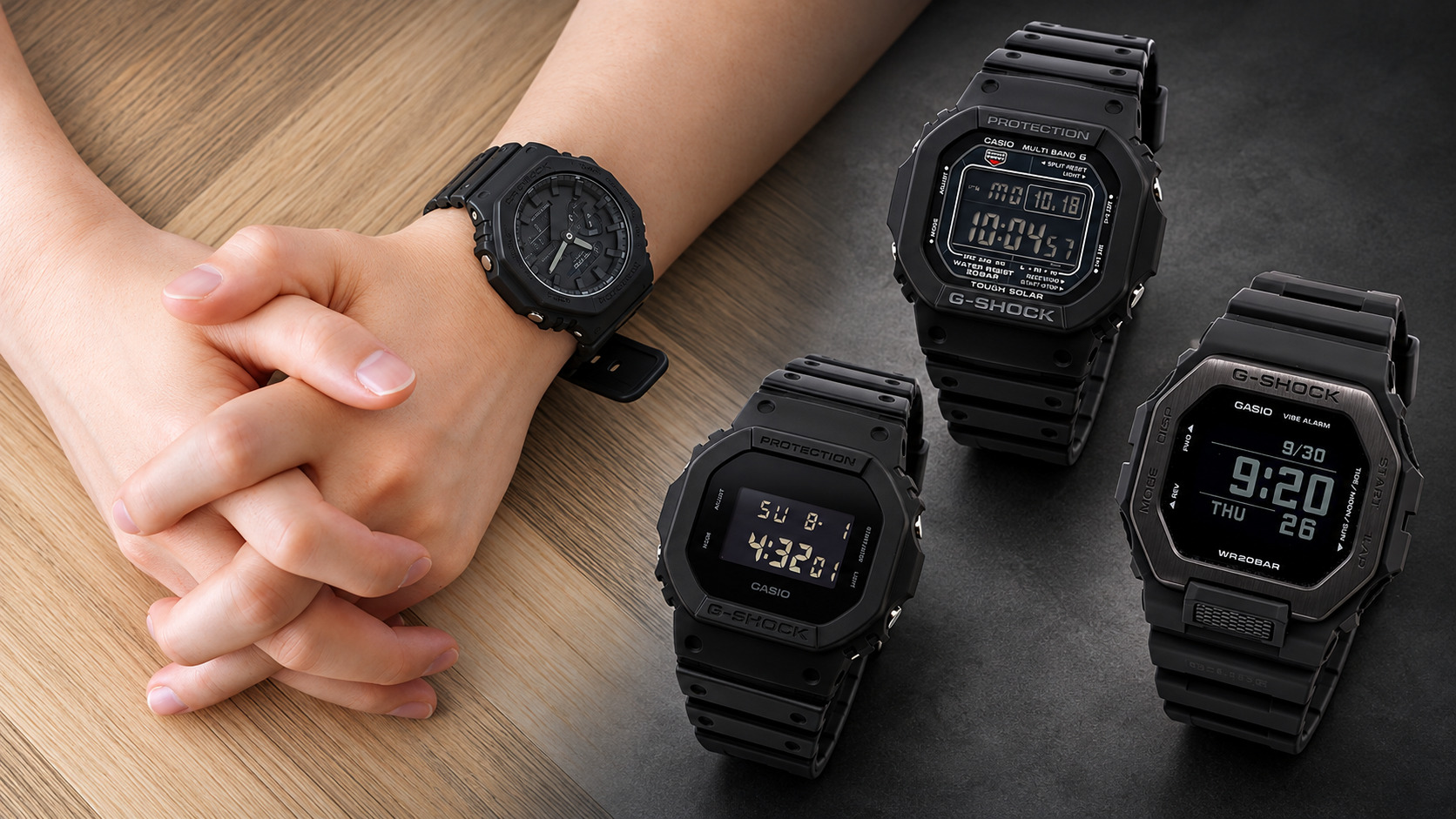 オールブラックのG-SHOCKの着用イメージとデザインの違い